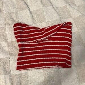 Red and White Striped Knit Top